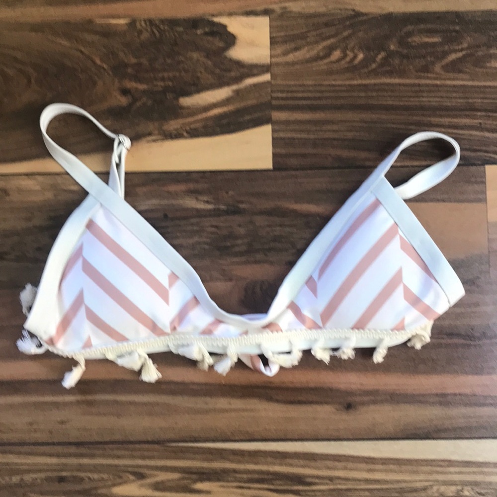 Striped bikini top with tassles